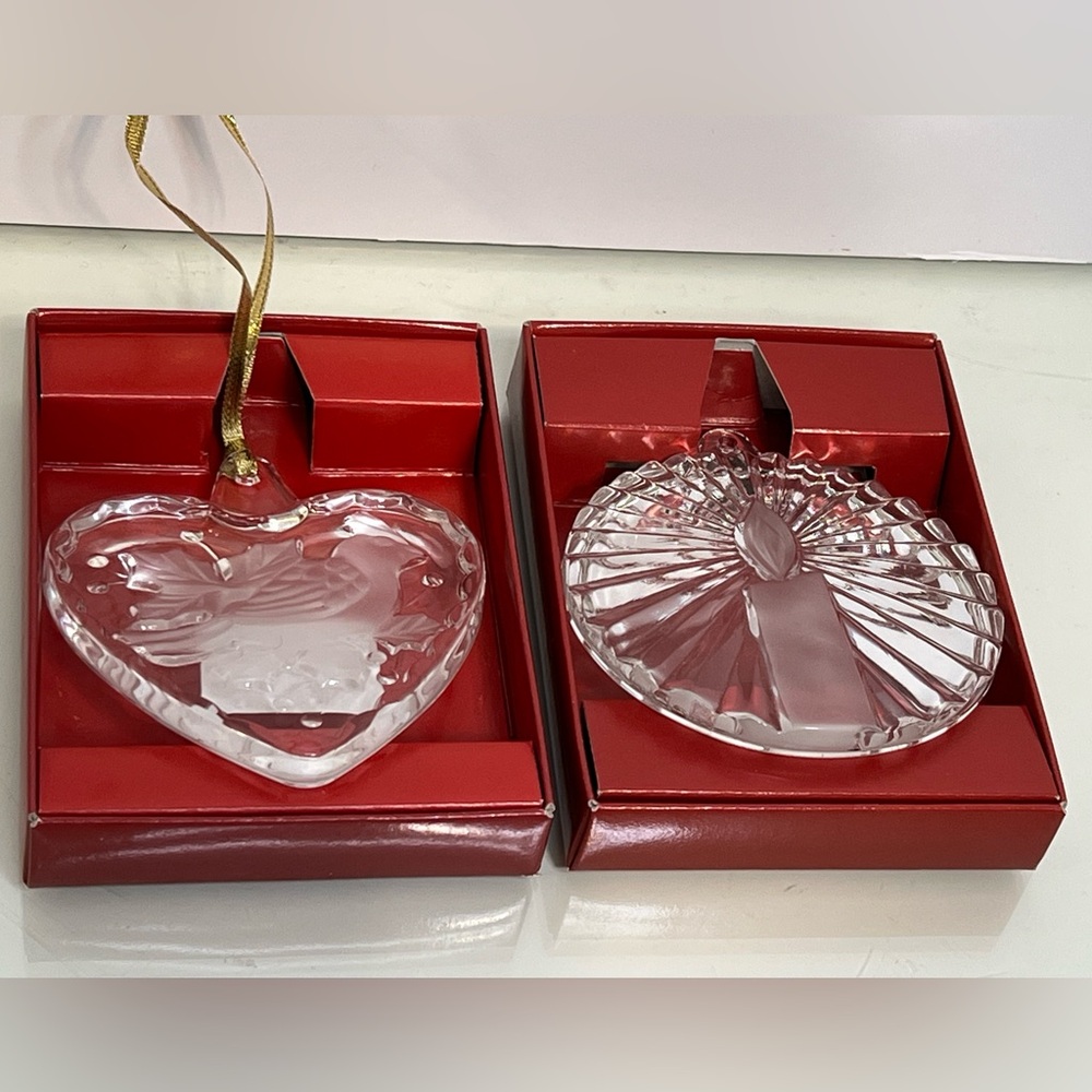 Mikasa Japan Cardinal & Candle Glass Ornaments Set of 2 Holiday Christmas